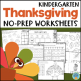 Kindergarten THANKSGIVING Math & Reading Activities No Pre