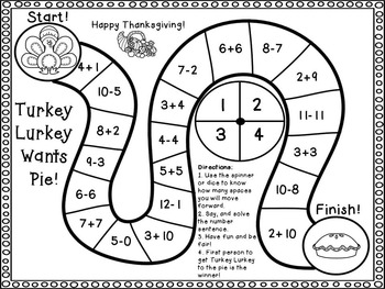 Thanksgiving Math for First Grade- Easy Prep Worksheets ...
