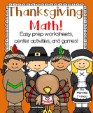 Thanksgiving Math for First Grade- Easy Prep Worksheets, C