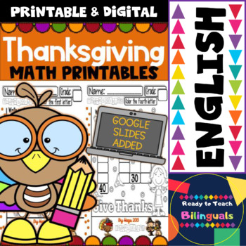 Preview of Thanksgiving Maths Printables with Google Slides