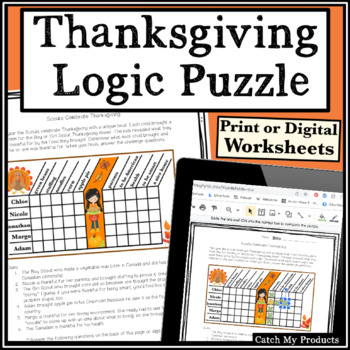 Preview of Thanksgiving Activity for Gifted and Talented | Thanksgiving Logic Puzzle