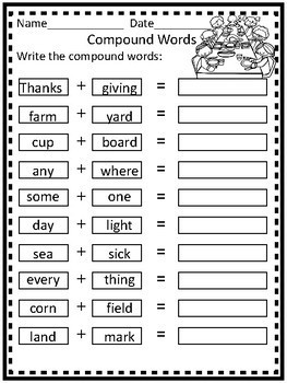 Thanksgiving Compound Words / Mayflower Center Activity by Mrs G Dual