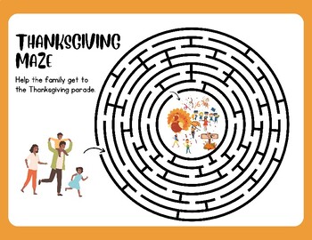 Preview of Thanksgiving Maze Difficulty Level Hard FUN! Help family to Thanksgiving Parade