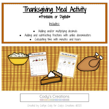 Preview of Thanksgiving Meal Activity