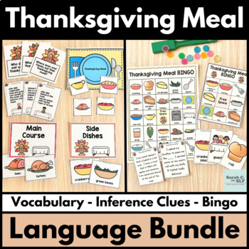 Preview of Thanksgiving Meal Language Bundle with Vocabulary & Bingo Game for November