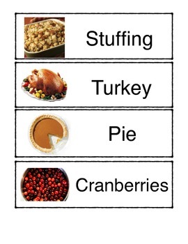 Preview of Thanksgiving Meal Picture Cards