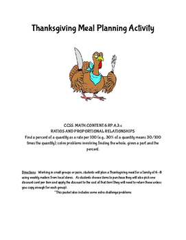 Preview of Thanksgiving Meal Planning Activity