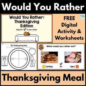 Preview of Would You Rather Thanksgiving Meal Questions - Digital Activity FREEBIE