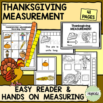 Preview of Thanksgiving Measurement Bundle, Easy Reader Booklet, Turkey, Measuring Practice