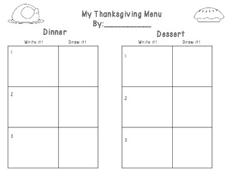 thanksgiving menu subject