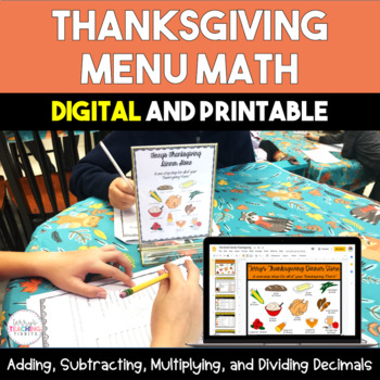 Preview of Thanksgiving Menu Math {Digital and Printable}