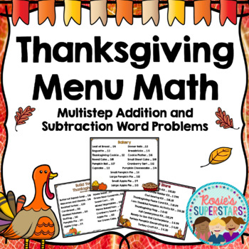Preview of Thanksgiving Menu Math: Multistep Addition and Subtraction Word Problems