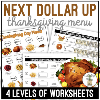 Preview of Thanksgiving Menu Next Dollar Up Worksheets
