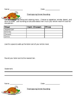 Preview of Thanksgiving Menu Rounding
