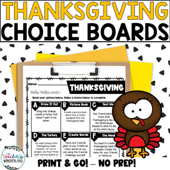 Preview of Thanksgiving Menus - Choice Boards and Activities- 3rd - 5th Grade