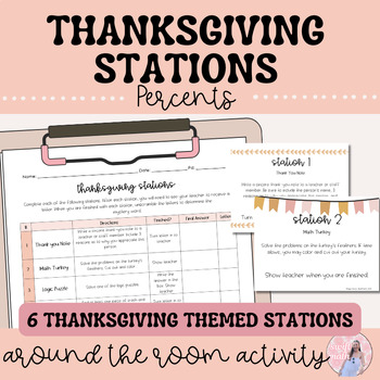 Preview of Thanksgiving Middle/High School Math Stations - Solving Percent Problems