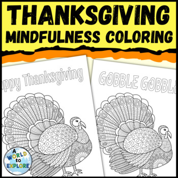 Preview of Thanksgiving Mindfulness Coloring Activity Middle School SEL Zentangles