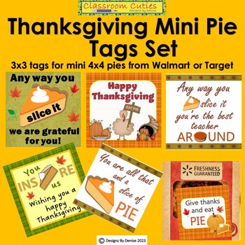 Preview of Thanksgiving Mini Pie Tags for Small 4 Inch Pies