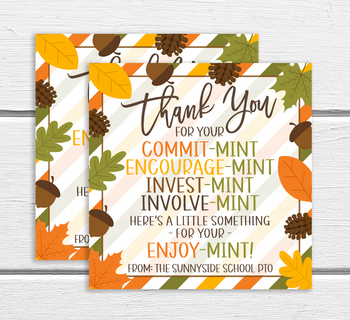 Thanksgiving Mint Gift Tags, Mint Candy Cookies Gift Tags, Thank You ...