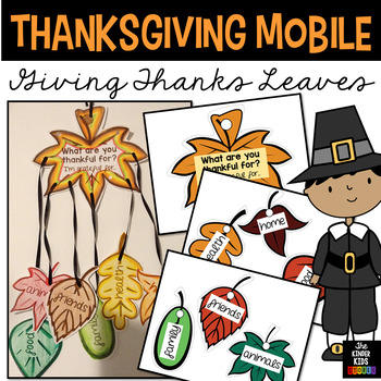 Preview of Thanksgiving Mobile Craft - Giving Thanks Leaves