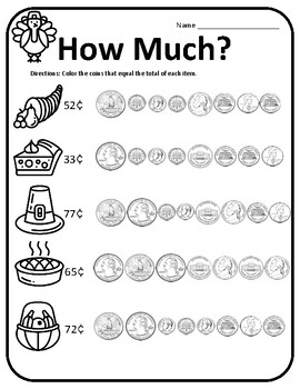 thanksgiving money thanksgiving money worksheets thanksgiving money activity