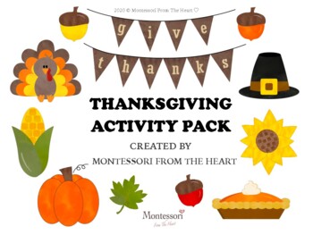 Preview of Thanksgiving Montessori Kids Activity Pack 40-pages