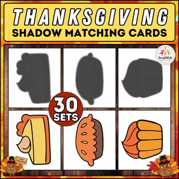 Preview of Thanksgiving Montessori Shadow Matching Cards - Montessori Matching Activity
