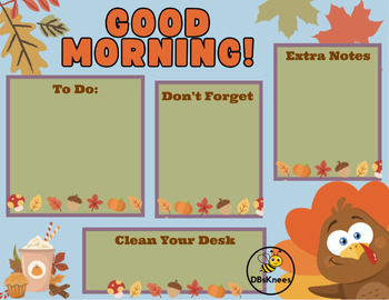 Preview of Thanksgiving Morning Message Slide (Editable)