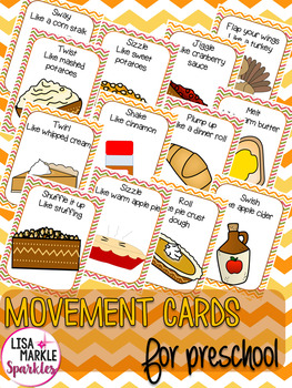 Preview of Thanksgiving Movement Cards for Preschool and Brain Break Transition Activity