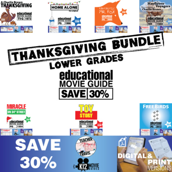 Preview of Thanksgiving Movie Guide Bundle for Lower Grades | SAVE 30%