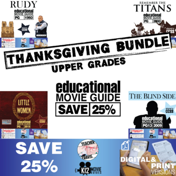 Preview of Thanksgiving Movie Guide Bundle for Upper Grades | SAVE 25%