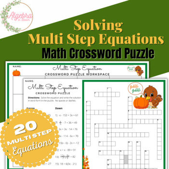 Preview of Thanksgiving Multi Step Equations // Math Crossword Puzzle