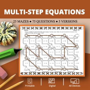 Preview of Thanksgiving: Multi-Step Equations Maze Activity