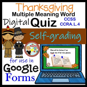 Preview of Thanksgiving Multiple Meaning Words Google Forms Quiz