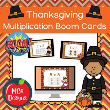 Preview of Thanksgiving Multiplication Boom Cards