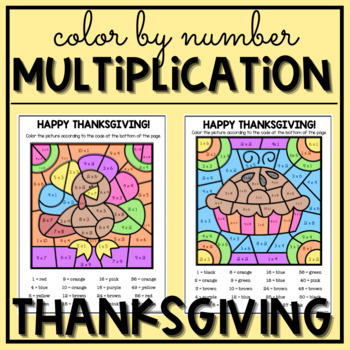 Preview of Thanksgiving Multiplication Color by Number Code