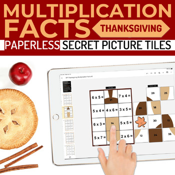 Preview of Thanksgiving Multiplication Facts Paperless Google Slides PPT Secret Pictures