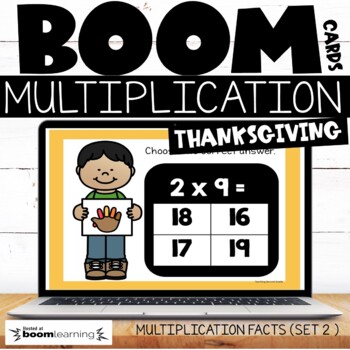 Preview of Thanksgiving Multiplication Facts Set 1 Boom Cards™ Distance Learning