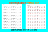 Thanksgiving Multiplication Worksheet, 200 Practice sheets