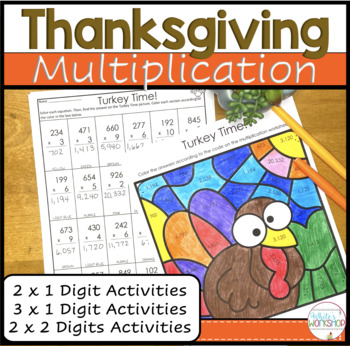 Thanksgiving Multiplication and Color by Code Activities by White's ...