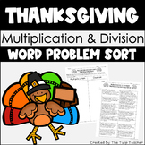 Thanksgiving Multiplication and Division Word Problem Sort