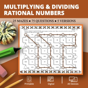 Preview of Thanksgiving: Multiplying & Dividing Rational Numbers Maze Activity
