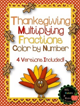 Preview of Thanksgiving Multiplying Fractions Color by Number - DIFFERENTIATED
