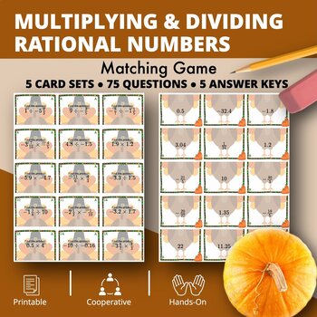 Preview of Thanksgiving: Multiplying and Dividing Rational Numbers Matching Game