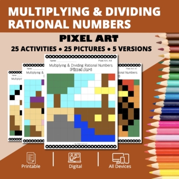 Preview of Thanksgiving: Multiplying & Dividing Rational Numbers Pixel Art Activity
