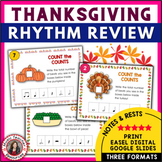 Thanksgiving Music Activities - Rhythm Review Worksheets P