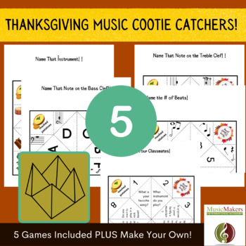 Thanksgiving Music Cootie Catchers | Name Notes Instruments
