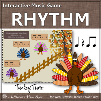 Preview of Thanksgiving Music Eighth Notes Interactive Rhythm Game {Turkey Time}
