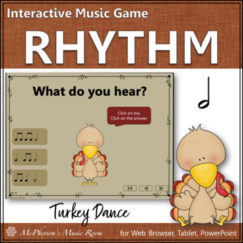 Preview of Thanksgiving Music Half Notes Interactive Rhythm Game {Turkey Dance}