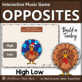 Preview of Thanksgiving Music High and Low Interactive Music Game {Build a Turkey}